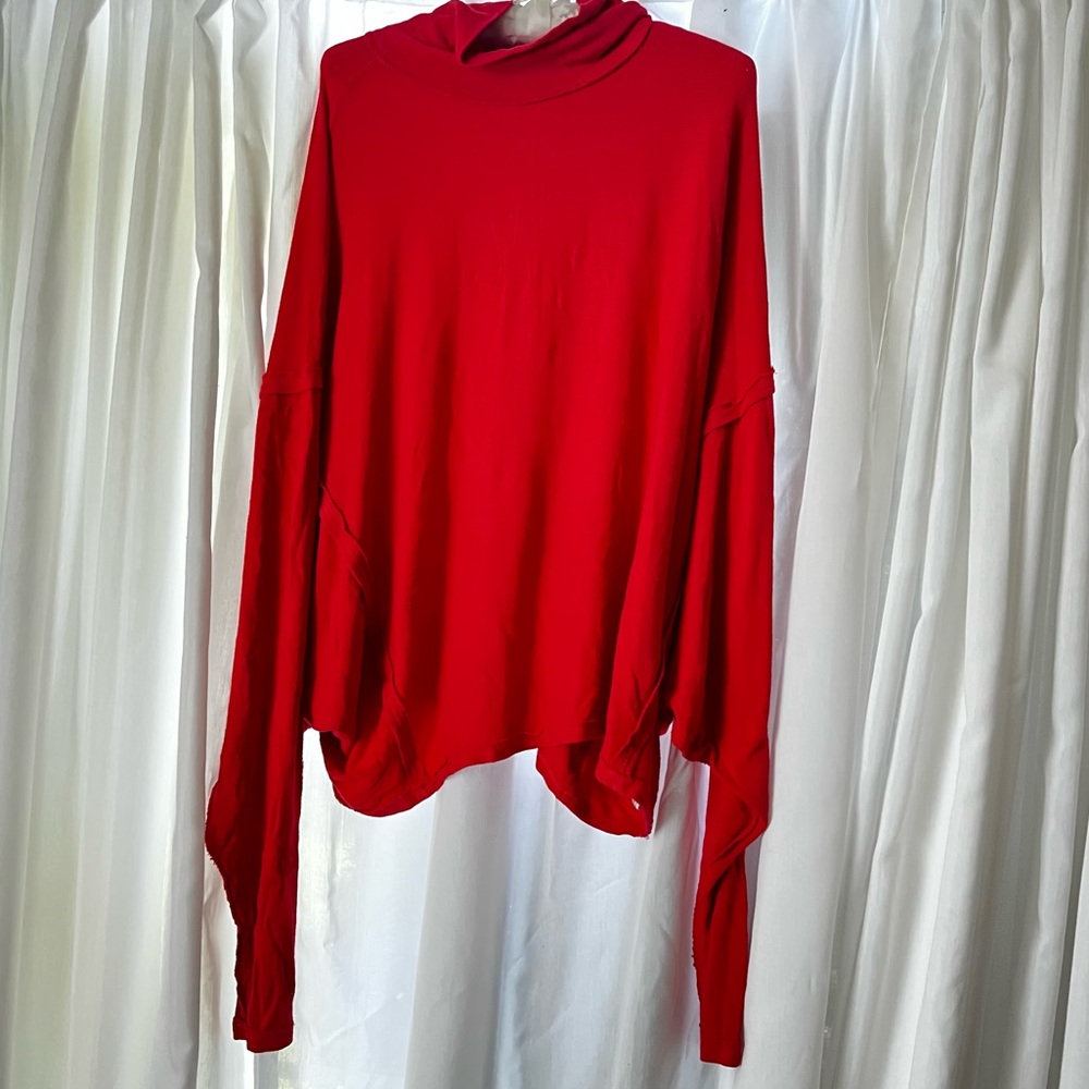 Free People Red Turtleneck Oversized